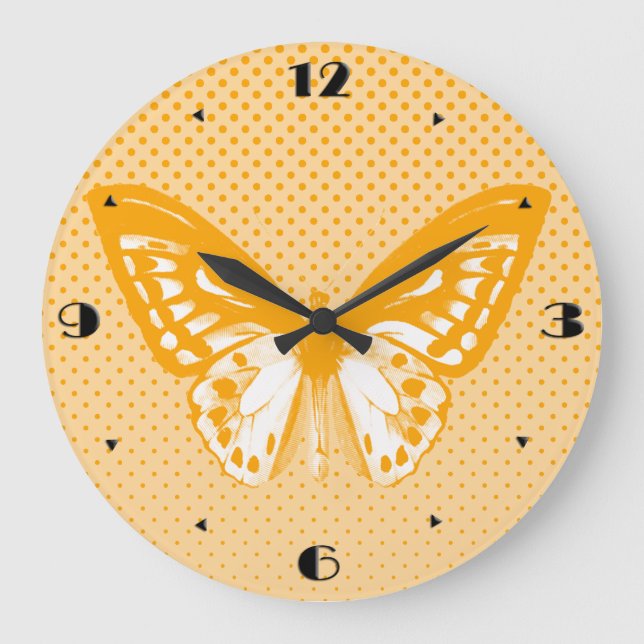 Butterfly-skiss, korall-orange stor klocka (Framsida)