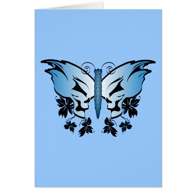 Butterfly Skull - Blue Hälsningskort (Framsidan)