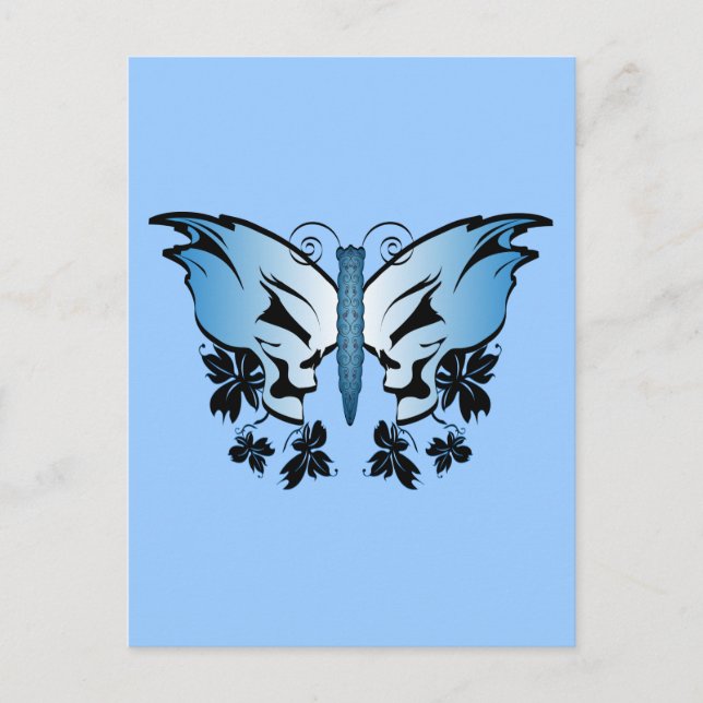 Butterfly Skull - Blue Vykort (Framsida)