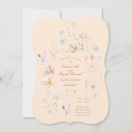 Butterfly & Soft Floral Girls Third Kids Birthday Inbjudningar