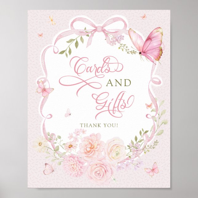 Butterfly Soft Pink Floral Cards and Gifts Poster (Framsidan)