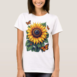 Butterfly Solros Bloom Natur T-Shirt för kvinnor