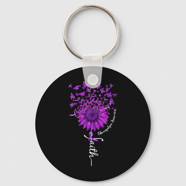 Butterfly Solros Fibromyalgia Awareness 1 Nyckelring (Framsida)