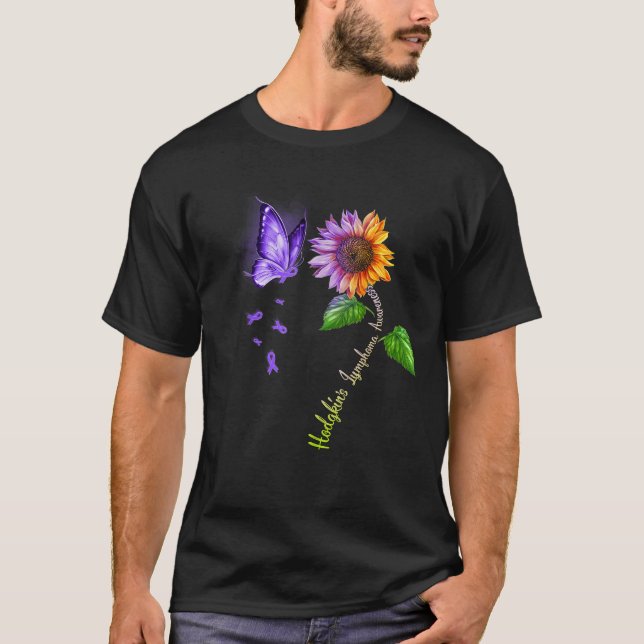 Butterfly Solros Hodgkin s Lymphoma Awareness T Shirt (Framsida)