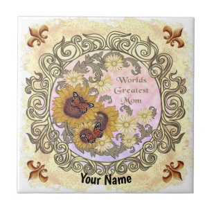 Butterfly Solros Mamma Kakelplatta