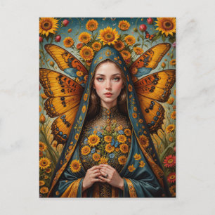 Butterfly Solros Nun Vykort