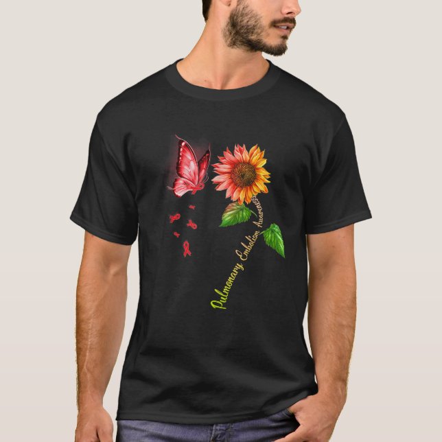 Butterfly Solros Pulmonary Embolism Awareness T Shirt (Framsida)