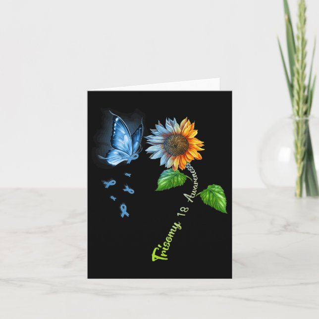 Butterfly Solros Trisomy 18 Awareness Kort (Framsida)