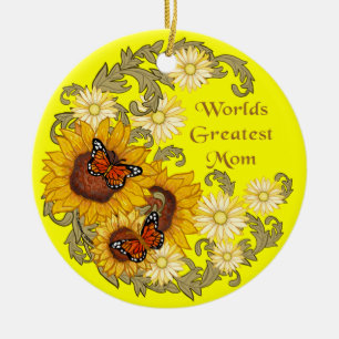 Butterfly Solrosblomma Mamma ornament