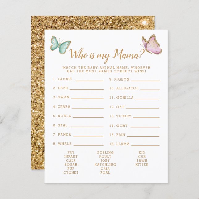 Butterfly som är min Mamma babystöldspel (Fram/baksida)