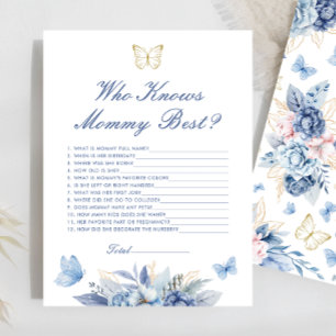 Butterfly som känner Mamma Best Baby Shower-spel