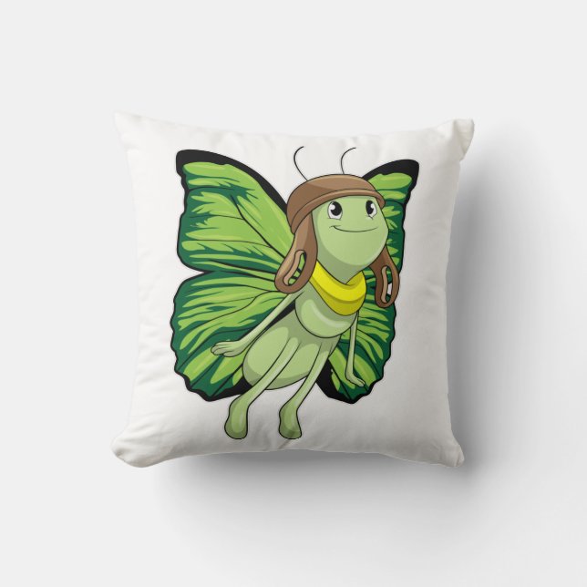 Butterfly som pilot med pilotthat kudde (Framsida)