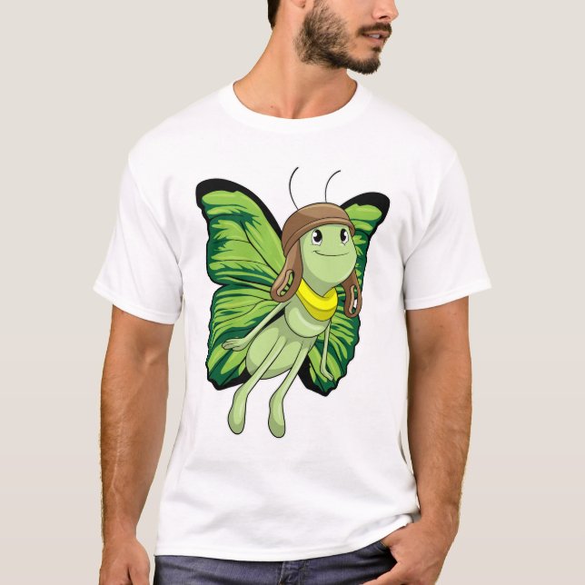 Butterfly som pilot med pilotthat t shirt (Framsida)