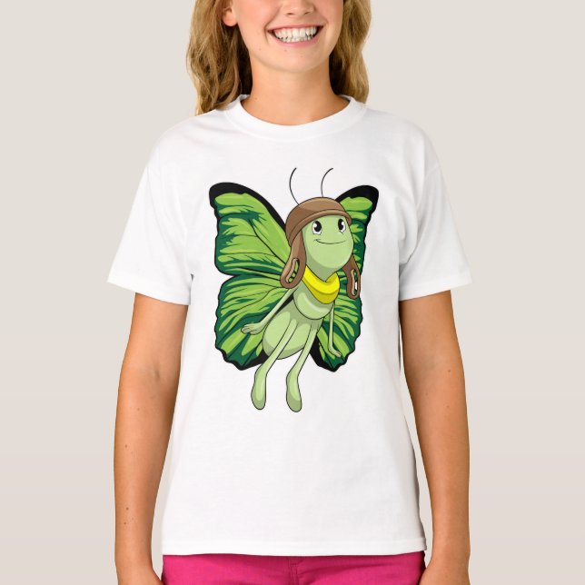 Butterfly som pilot med pilotthat t shirt (Framsida)