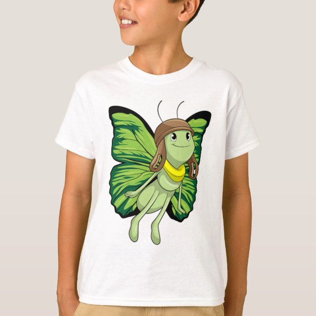 Butterfly som pilot med pilotthat t shirt (Framsida)