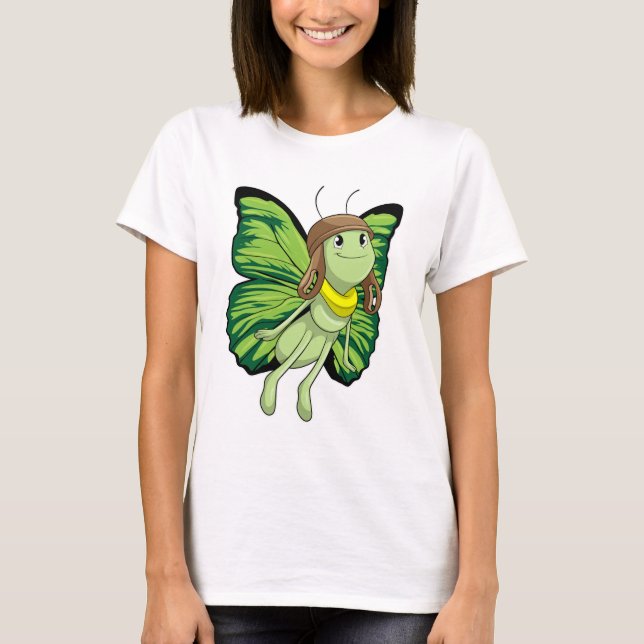 Butterfly som pilot med pilotthat t shirt (Framsida)