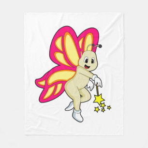 Butterfly som Wizard med Magic trollspö Fleecefilt