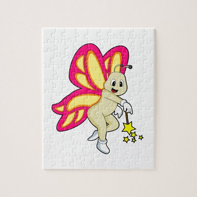 Butterfly som Wizard med Magic trollspö Pussel (Vertikal)