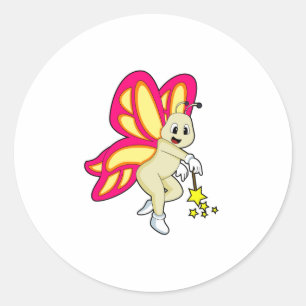 Butterfly som Wizard med Magic trollspö Runt Klistermärke