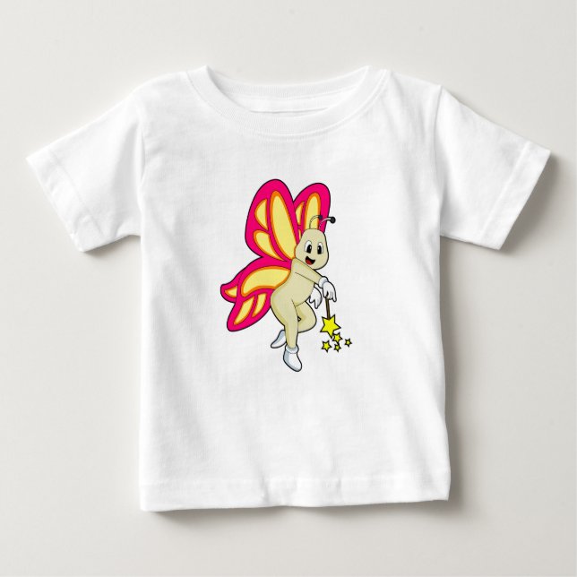 Butterfly som Wizard med Magic trollspö T Shirt (Framsida)