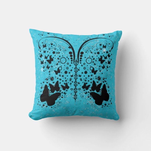 Butterfly Sparkles AQUA BLUE Pillow Kudde (Framsida)