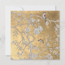 Butterfly & Sparrow Golden Oriental Garden Scene Inbjudningar