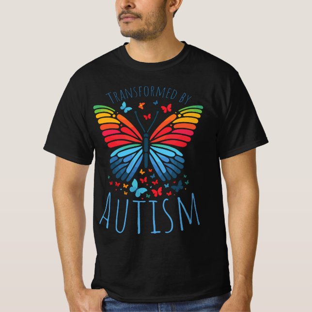 Butterfly Spectrum - Transformed by Autism T Shirt (Framsida)