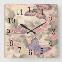 Butterfly Square Clock