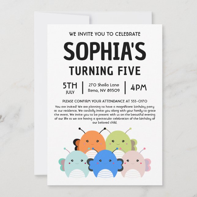 Butterfly Squishmallow Birthday Party Inbjudningar (Framsida)