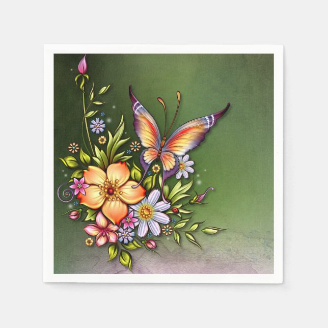 Butterfly Standard Cocktail Napkins Pappersservett (Framsidan)
