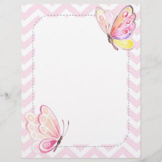 Butterfly Stationery Pink Letter Paper Brevhuvud