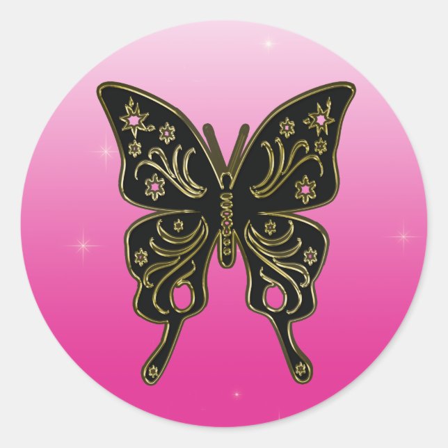 Butterfly Sticker Runt Klistermärke (Framsida)
