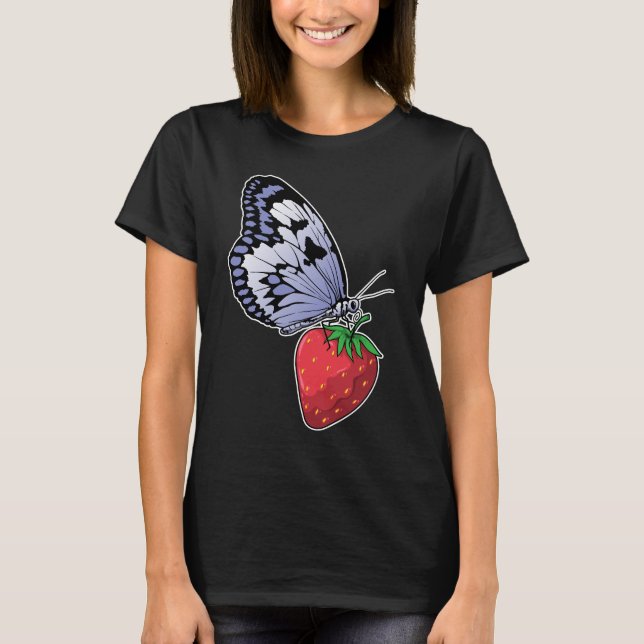 Butterfly Strawberry T Shirt (Framsida)