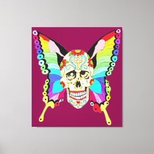 Butterfly Sugar Skull Canvastryck