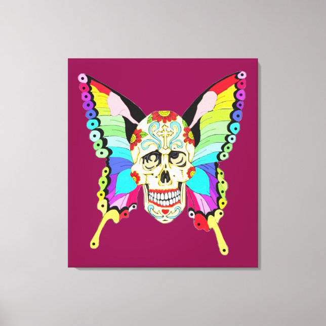 Butterfly Sugar Skull Canvastryck (Framsida)