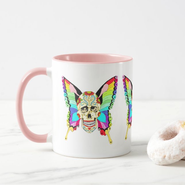 Butterfly Sugar Skull Mugg (Med munk)