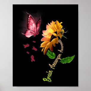 Butterfly Sunflower Brain Aneurysm Medvetenhet 1 Poster