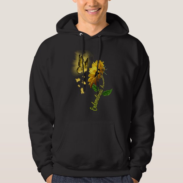 Butterfly Sunflower Endometriosis Awareness Hoodie (Framsida)