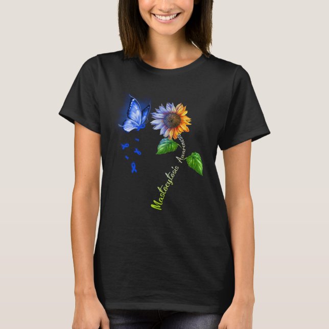 Butterfly Sunflower Mastocytosis Awareness T Shirt (Framsida)