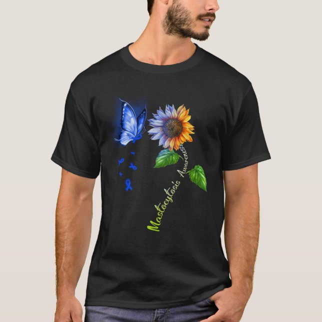 Butterfly Sunflower Mastocytosis Awareness T Shirt (Framsida)