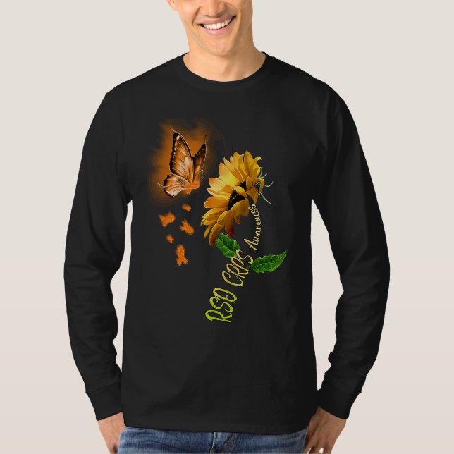 Butterfly Sunflower RSD CRPS Awareness T Shirt (Framsida)
