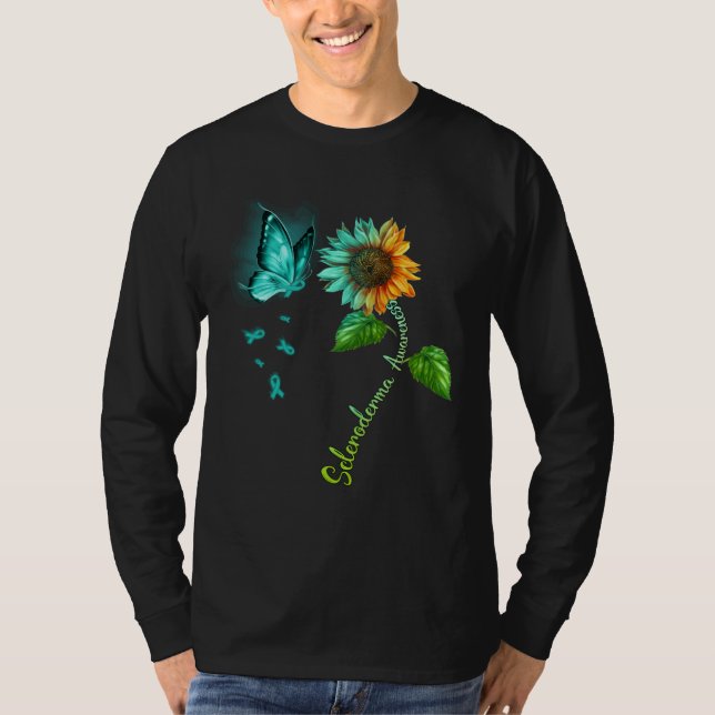 Butterfly Sunflower Scleroderma Awareness T Shirt (Framsida)