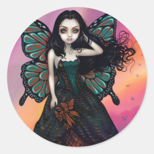 "Butterfly Sunset"-märke Runt Klistermärke