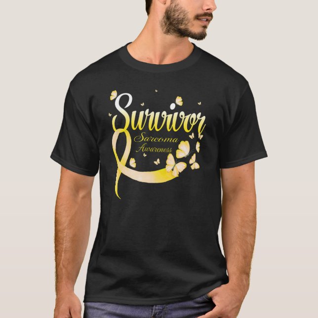 Butterfly Survivor Sarcoma Awareness T Shirt (Framsida)