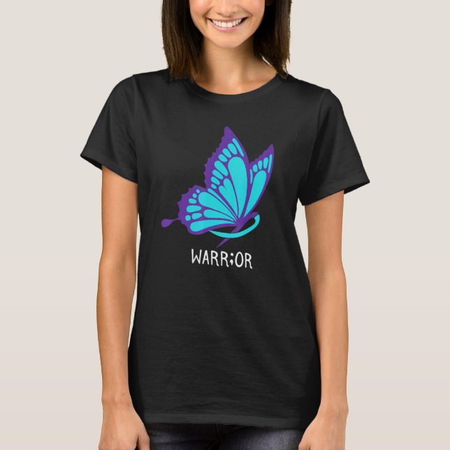 Butterfly Survivor Suicide Awareness Mental Health T Shirt (Framsida)