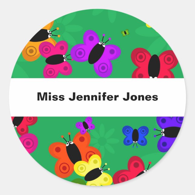 Butterfly Svarmt Runt Klistermärke (Framsida)