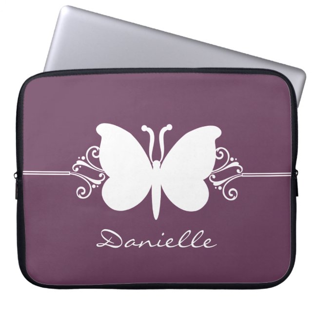 Butterfly Swirls Laptop sleeve, Lila Sleeve (Framsidan)