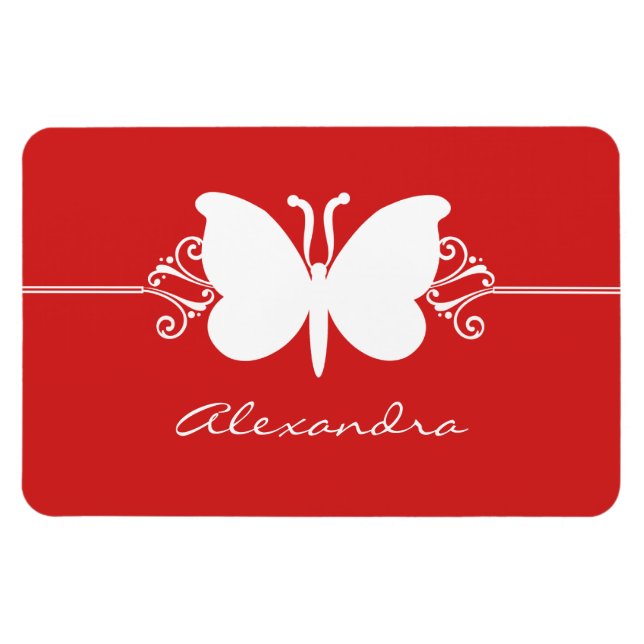 Butterfly Swirls Premium Magnet, Red Magnet (Horisontell)