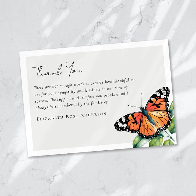 Butterfly Sympathy Funeral Tack Kort (Skapare uppladdad)