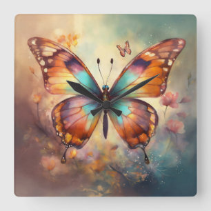"Butterfly Symphony: Elegant Wall Art & Décor Coll Fyrkantig Klocka